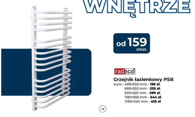 Grzejnik łazienkowy Radeco PSB 480x550 mm promocja w PSB Mrówka