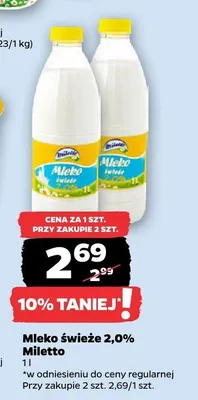 Mleko świeże 2,0% Miletto promocja w Netto
