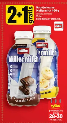 Napój mleczny Müllermilch o smaku bananowym Müller promocja w TOPAZ
