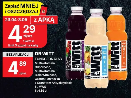 Napój funkcjonalny Multi Multiwitamina Odporność, Multiwitamina Biała Wiśniowość, Czarna Porzeczka z Granatem Antyoksydacja promocja w Chorten