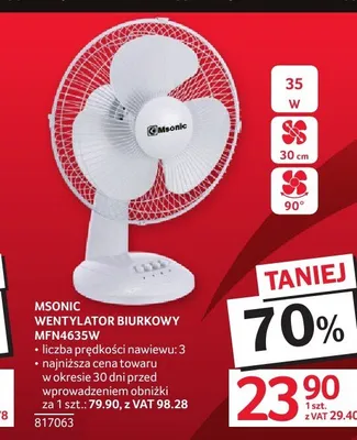 Wentylator biurkowy Msonic MFN4635W promocja w Selgros