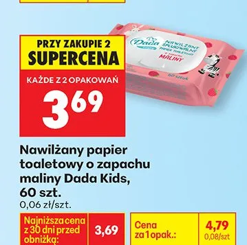 Nawilżany papier toaletowy o zapachu maliny promocja w Biedronka