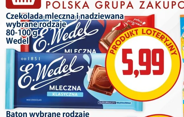 Czekolada mleczna i nadziewana E.Wedel promocja w Kupiec