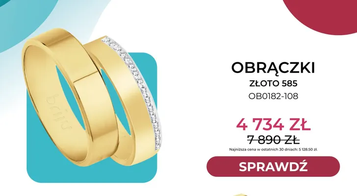 Obrączki złoto 585 OB0182-108 Briju promocja w Briju