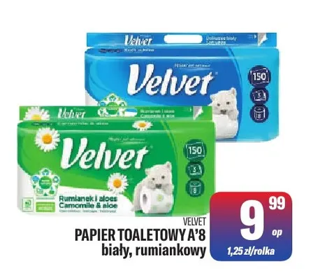 Papier toaletowy 8-pak biały Velvet promocja w Tomi Markt