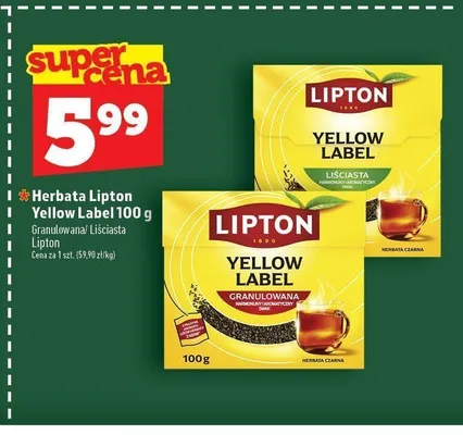 Herbata czarna liściasta Lipton Yellow Label promocja w TOPAZ