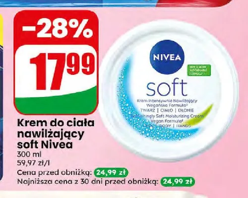 Krem do ciała nawilżający soft Nivea promocja w Dino