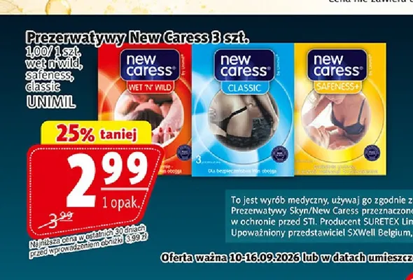 Prezerwatywy New Caress classic promocja w Prim Market