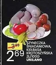 Szyneczka śniadaniowa, kiełbasa krotoszyńska Unilang promocja w Wafelek