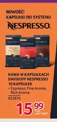 Kawa w kapsułkach Davidoff Nespresso Espresso promocja w Selgros