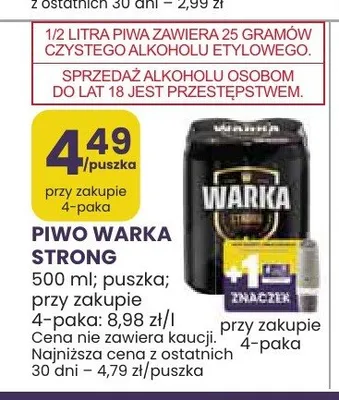 Piwo Warka Strong promocja w Stokrotka