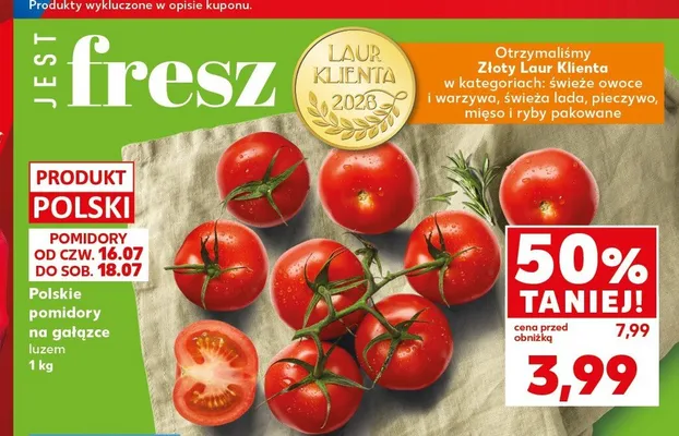 Pomidory na gałązce polskie promocja w Kaufland