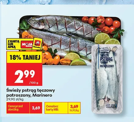 Świeży pstrąg tęczowy patroszony Marinero promocja w Biedronka