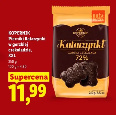 Pierniki Katarzynki w gorzkiej czekoladzie XXL Kopernik promocja w Lidl