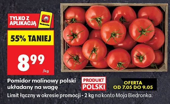 Pomidor malinowy polski układany na wagę promocja w Biedronka