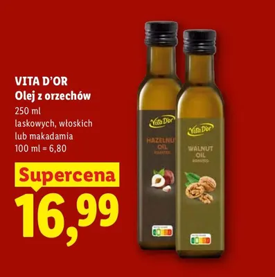 Olej słonecznikowy z orzechów makadamia Vita D'Or promocja w Lidl