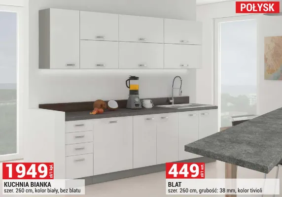 Blat szer. 260 cm, grubość: 38 mm, kolor tivioli promocja w Merkury Market