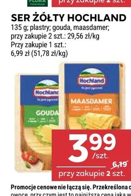 Ser żółty Hochland plastry promocja w Stokrotka
