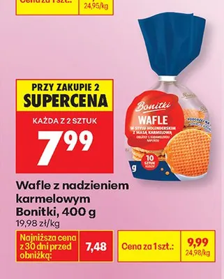 Wafle z nadzieniem karmelowym Bonitki promocja w Biedronka