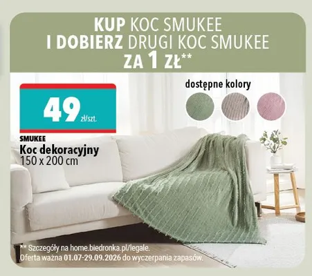 Koc dekoracyjny Smukee 150x200 cm promocja w Biedronka Home