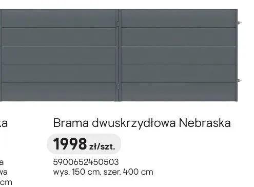 Brama dwuskrzydłowa Nebraska promocja w Castorama