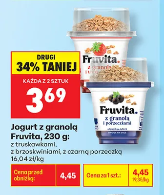Jogurt z granolą Fruvita z brzoskwiniami promocja w Biedronka