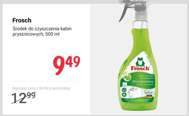 Środek do czyszczenia kabin prysznicowych Frosch Winogronowy promocja w Rossmann