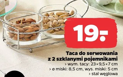 Taca do serwowania z 2 szklanymi pojemnikami promocja w Netto
