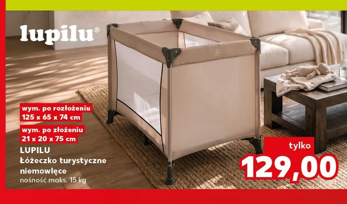 Łóżeczko turystyczne niemowlęce Lupilu promocja w Kaufland
