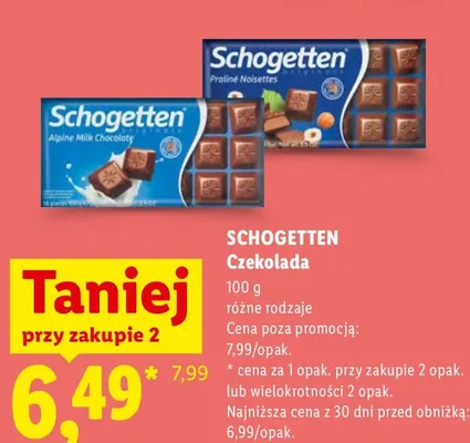 Czekolada Praliné Noisettes Schogetten promocja w Lidl