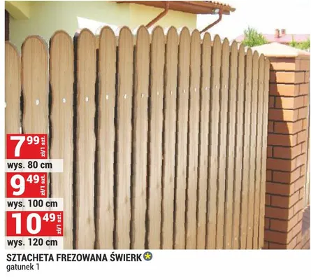 Sztacheta frezowana świerk promocja w Merkury Market