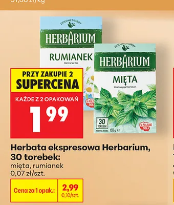 Herbata ekspresowa Herbarium mięta promocja w Biedronka