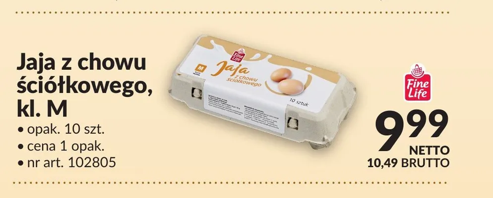 Jaja z chowu ściółkowego kl. M Fine Life promocja w Makro