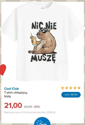 T-shirt chłopięcy Cool Club biały promocja w Smyk