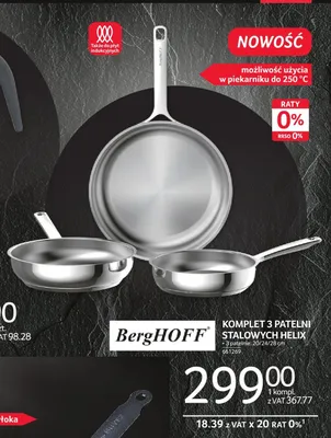 Komplet 3 patelni stalowych BergHOFF Helix 20/24/28cm promocja w Selgros
