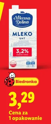 Mleko UHT Mleczna Dolina 3,2% promocja w Lidl