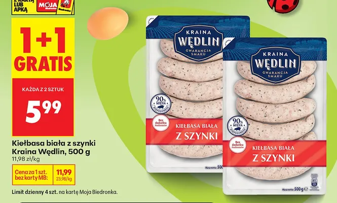 Kiełbasa biała z szynki promocja w Biedronka