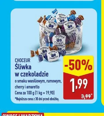 Śliwka w czekoladzie o smaku rumowym Choceur promocja w Aldi
