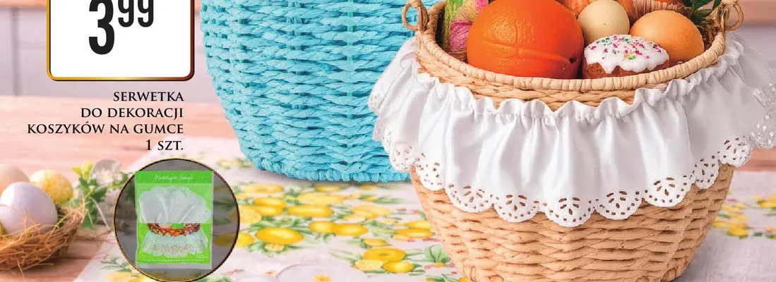 Serwetka do dekoracji koszyków na gumce Dino promocja w Dino