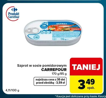 Szprot w sosie pomidorowym Carrefour promocja w Globi