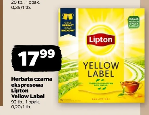 Herbata czarna ekspresowa Lipton Yellow Label promocja w Netto