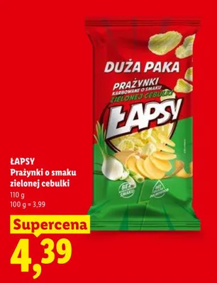 Prażynki o smaku zielonej cebulki Łapsy duża paka promocja w Lidl