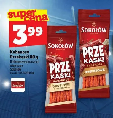 Kabanosy Przekąski wieprzowe Sokołów promocja w TOPAZ