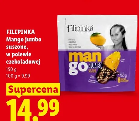 Mango jumbo suszone w polewie czekoladowej Filipinka promocja w Lidl