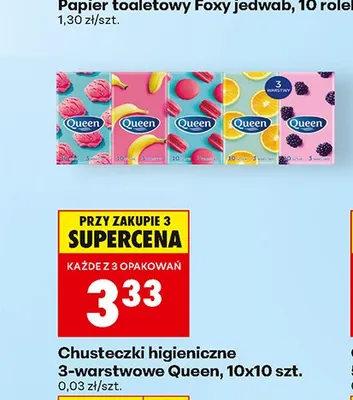 Chusteczki higieniczne Queen 3-warstwowe promocja w Biedronka