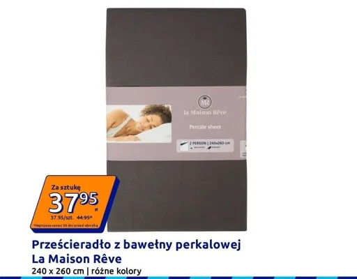 Prześcieradło z bawełny perkalowej La Maison Rêve 240x260cm promocja w Action