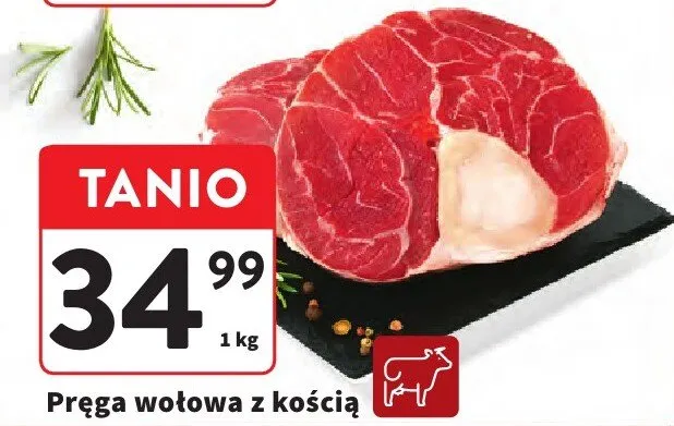 Pręga wołowa z kością promocja w Intermarche