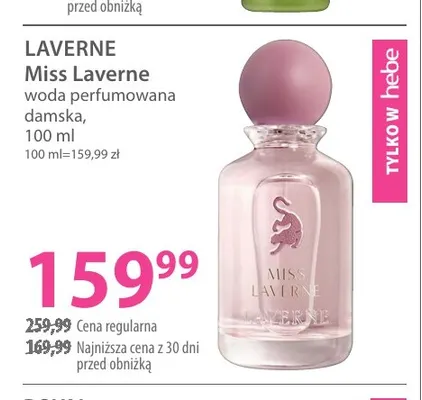 Woda perfumowana damska Miss Laverne promocja w Hebe
