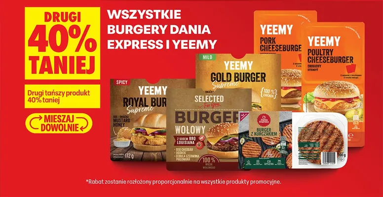 Wszystkie burgery DRUGI -40% promocja w Biedronka