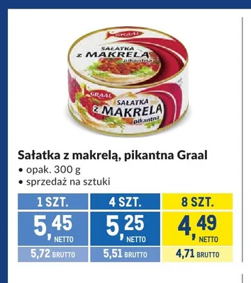 Sałatka z makrelą pikantna Graal promocja w Makro